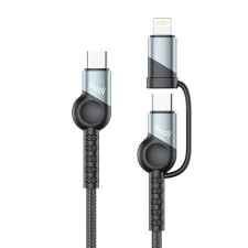 Budi 2 az 1-ben kábel USB-C - USB-C + lightning 1m fekete (231TTL) kábel és adapter