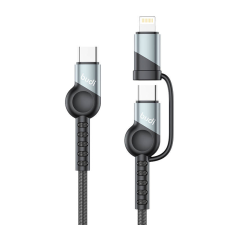Budi 65W/20W PD 2-in-1 USB to USB-C / Lightning Cable (Black) kábel és adapter