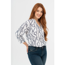 BUDMIL 3/4-es ujjú blúz Női S fehér-s.kék blúz