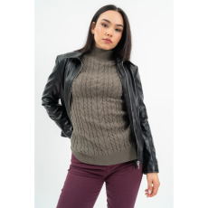 BUDMIL Galléros műbőr dzseki Női L fekete