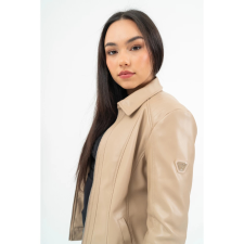 BUDMIL galléros műbőr dzseki Női XL drapp 20510022-001252-0599 női dzseki, kabát