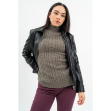 BUDMIL Galléros műbőr dzseki Női XL fekete női dzseki, kabát