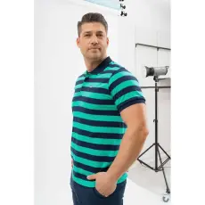 BUDMIL Galléros póló férfi modern fit sötétkék-zöld M 20730287