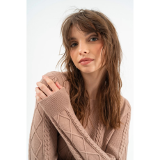 BUDMIL Környakú kötött pulóver Női M bézs 20050820-001252-0399