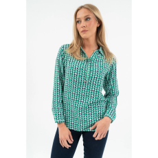 BUDMIL Lezser fazonú blúz Női XXL zöld-fehér 20770077-002252-0699