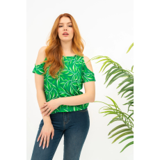 BUDMIL Lezser fazonú póló Női XXL zöld mintás 20331150-001251-0699
