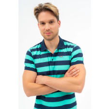 BUDMIL Modern fit galléros póló Férfi M s.kék-zöld 20730268-002251-0399 férfi póló