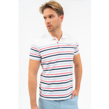 BUDMIL Modern fit galléros póló Férfi XXL fehér-s.kék 20730267-001251-0699 férfi póló