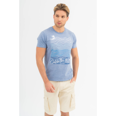 BUDMIL modern fit póló Férfi S v.kék melír