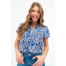 BUDMIL Rövid ujjú blúz Női XS kék-fehér 20770073-002251-0199 blúz