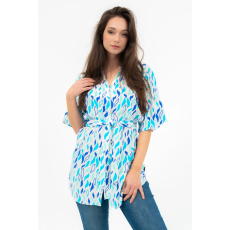BUDMIL Rövid ujjú blúz Női XXL fehér-kék 20770075-001251-0699