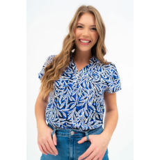 BUDMIL Rövid ujjú blúz Női XXL kék-fehér 20770073-002251-0699