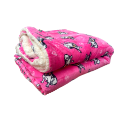  Bulldog mintás PRÉMIUM mikroplüss bárány pléd, 200 x 230 cm, rózsaszín szállítóbox, fekhely kutyáknak