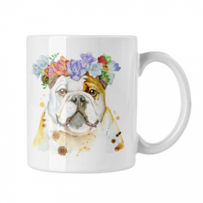  Bulldog vízfestmény - Fehér Bögre bögrék, csészék