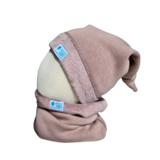  Bundás téli csősál, barna babasapka, sál