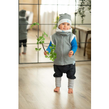  Bundás téli csősál, flíz, sötétszürke-fehér babasapka, sál