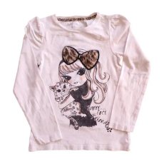  C&A fehér mintás kislány hosszú ujjú felső (méret: 122)