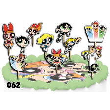 CAKE TOPPERS DECORATION KIT - POWERPUF.F GILRS BAJKA 10db. party kellék