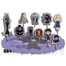  CAKE TOPPERS díszítő készlet - WEDNESDAY ADDAMS 10db. party kellék