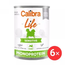 Calibra Dog Life konzerv eledel érzékeny emésztésű kutyáknak nyúllal 6 × 400 g kutyaeledel