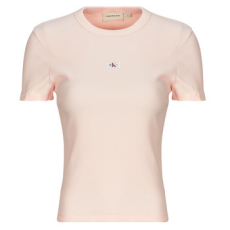 Calvin Klein Jeans Rövid ujjú pólók WOVEN LABEL RIB FITTED TEE Rózsaszín EU S