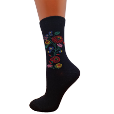 Calzerotto Kalocsai virágmintás zokni fekete 39-42