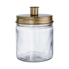 CANDLE JAR üveg tároló gyertyatartóval, arany 15cm gyertyatartó