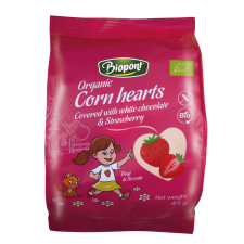 Candycrush Biopont bio extrudált fehércsokoládés-epres kukorica szív gluténmentes 45 g reform élelmiszer