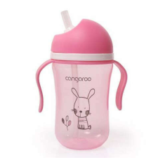 Cangaroo Cup Bunny szívószálas pohár 300 ml 6hó+ rózsaszín itatópohár