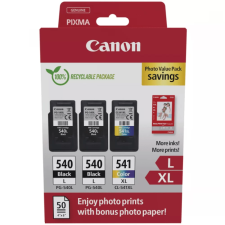 Canon 2x PG-540L/CL-541XL Eredeti Tintapatron + 50db Fotópapír - Fekete/Színes (5224B015) fotópapír