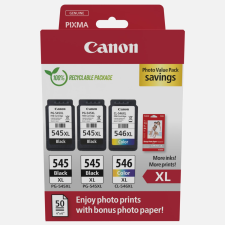 Canon PG-545XLX2/CL-546XL Eredeti Tintapatron Fekete/Színes + 50db Fotópapír nyomtatópatron & toner