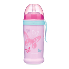 Canpol babies BUTTERFLY 350ml cseppmentes itatópohár szilikon szívószállal, rózsaszín itatópohár