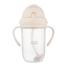  Canpol babies Súlyozott szívószálas itatópohár, 270ml, krémszín babaétkészlet
