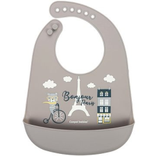 Canpol Babies szilikon előke zsebbel, Bonjour Paris, bézs színben előke