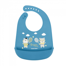 Canpol babies szilikonos előke zsebbel Bonjour Paris, 4 hó+ (kék) babaétkészlet