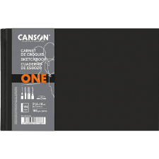 CANSON One 196 lapos 21,6x14 cm fekvő tájolású sima rajzpapírfüzet - Fekete (C31200L025) füzet