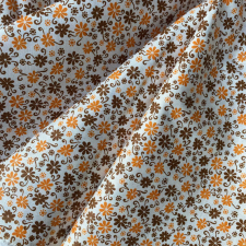 Canvas KATA, apró narancssárga, barna virág mintás pamutvászon méteráru