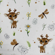 Canvas MINIBAMBI, őzike mintás extra széles pamutvászon méteráru