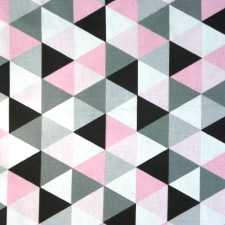 Canvas TRIA, geometrikus mintás, extra széles pamutvászon - rózsaszín méteráru