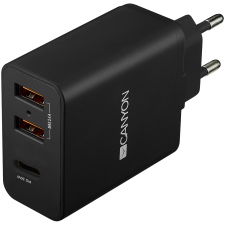 Canyon CHA08B 2 x USB-A/USB-C Hálózati töltő - Fekete (42W) mobiltelefon kellék