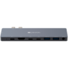 Canyon DS-8 Multiport Docking Station with 8 port, 1*Type C PD100W+2*Type C data+2*HDMI+2*USB3.0+1*Audio. Input 100-240V, Output USB-C PD100W&USB-A 5V/1A, Aluminium alloy, Space gray, 135*48*10mm, 0.056kg (CNS-TDS08DG)