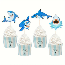  Cápás papír tortabeszúró,tortadísz 8 db/ csomag sütés és főzés