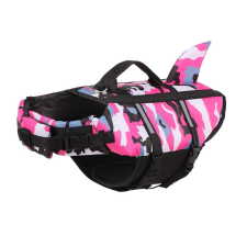  Cápauszonyos terepszínű kisállat mentő&amp; úszómellény -Rózsaszín - M nyakörv, póráz, hám kutyáknak