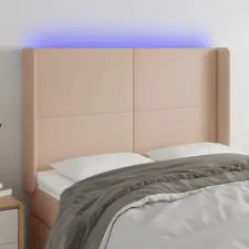  Cappuccino műbőr LED-es fejtámla 147x16x118/128 cm ágy és ágykellék