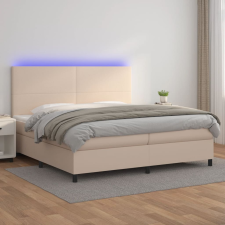 cappuccino színű műbőr rugós ágy matraccal és LED-del 200x200cm ágy és ágykellék