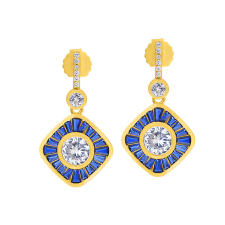 Capri Grotta Azzurra Topáz 14kt Aranyozott 925 Ezüst 1.92ct Fülbevaló fülbevaló