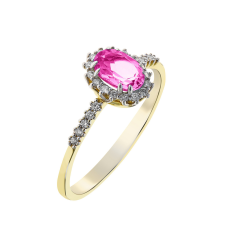  Capri Grotta Pink Topáz és Gyémánt 14kt 0.54ct Eljegyzési gyűrű gyűrű