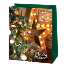 Cardex Boldog Karácsonyt díszített karácsonyfa mintás közepes ajándéktáska 18x10x23cm ajándéktasak