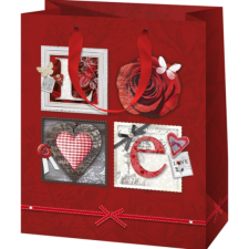 Cardex Love rózsa mintás közepes méretű ajándéktáska 18x23x10cm-es ajándéktasak