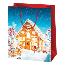 Cardex Mézeskalács házikó mintás közepes ajándéktáska 18x10x23cm ajándéktasak